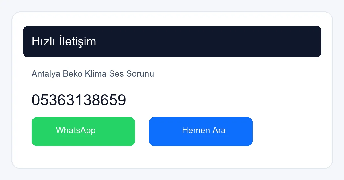 Antalya Beko Klima Servisi İletişim