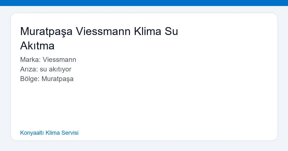 Muratpaşa Viessmann Klima Su Akıtma Servisi